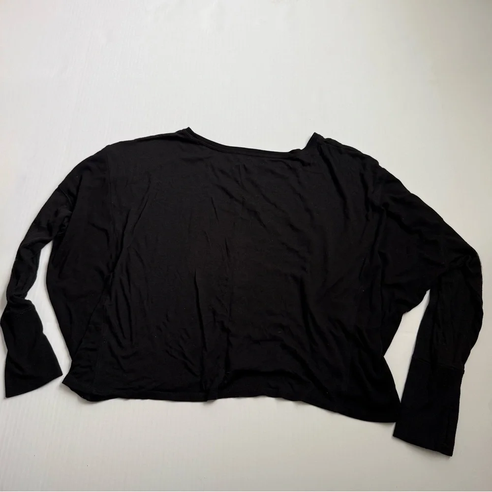 Athleta Black Long Sleeve Crop Top Lightweight Modal Lounge Tee Size 2X - Picture 2 of 3
